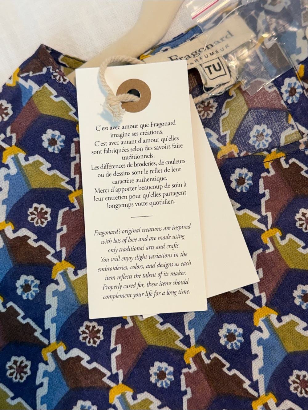NWT Fragonard Paris French Cotton Block Print Top Boho European Summer Artisan - Picture 9 of 13